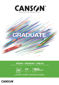 Risalni blok Canson Graduate White 160 g/m² A4 lepljen - 30 listov