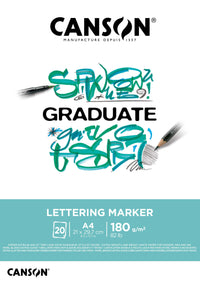 Blok za lettering in flomastre CANSON Graduate Lettering Marker 180 g/m² - A4, 20 listov