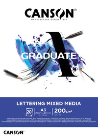Canson Graduate Lettering Mix Media lepljen blok A3 - 200 g/m², 20 listov