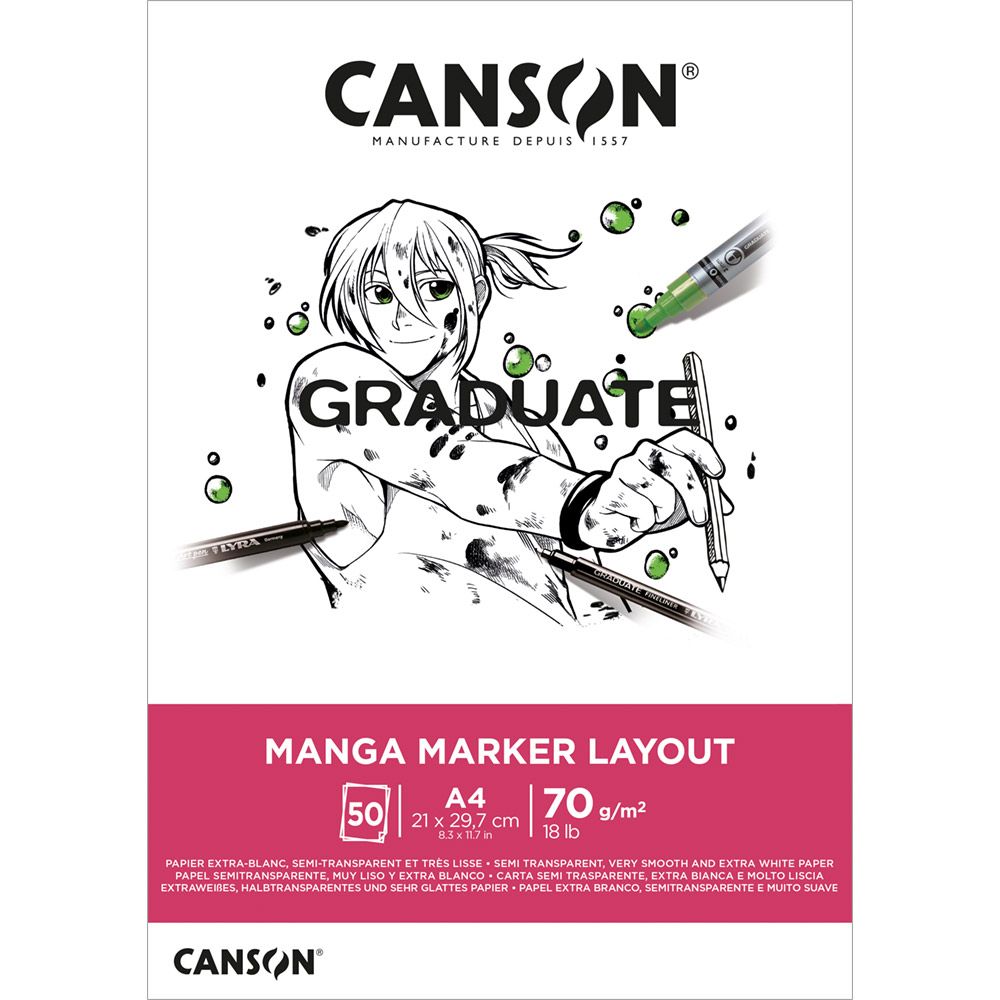 Canson Graduate Manga blok 200 g/m² - 30 listov, A4, lepljen