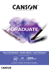 Canson Graduate Mix Media blok bel 200 g/m² - 20 listov, A5 lepljen