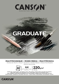 Canson Graduate Mix Media blok Grey 220 g/m² - 30 listov, A4, lepljen