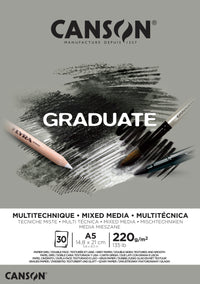 CANSON Graduate Mix Media sivi blok 220 g A5 - 30 listov lepljen