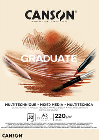 Canson Graduate Mix Media blok Natural 220 g 30L A3 lepljen