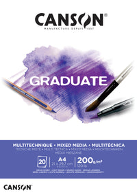 Canson Graduate Mix Media blok bel 200 g/m² - 20 listov, A4 lepljen