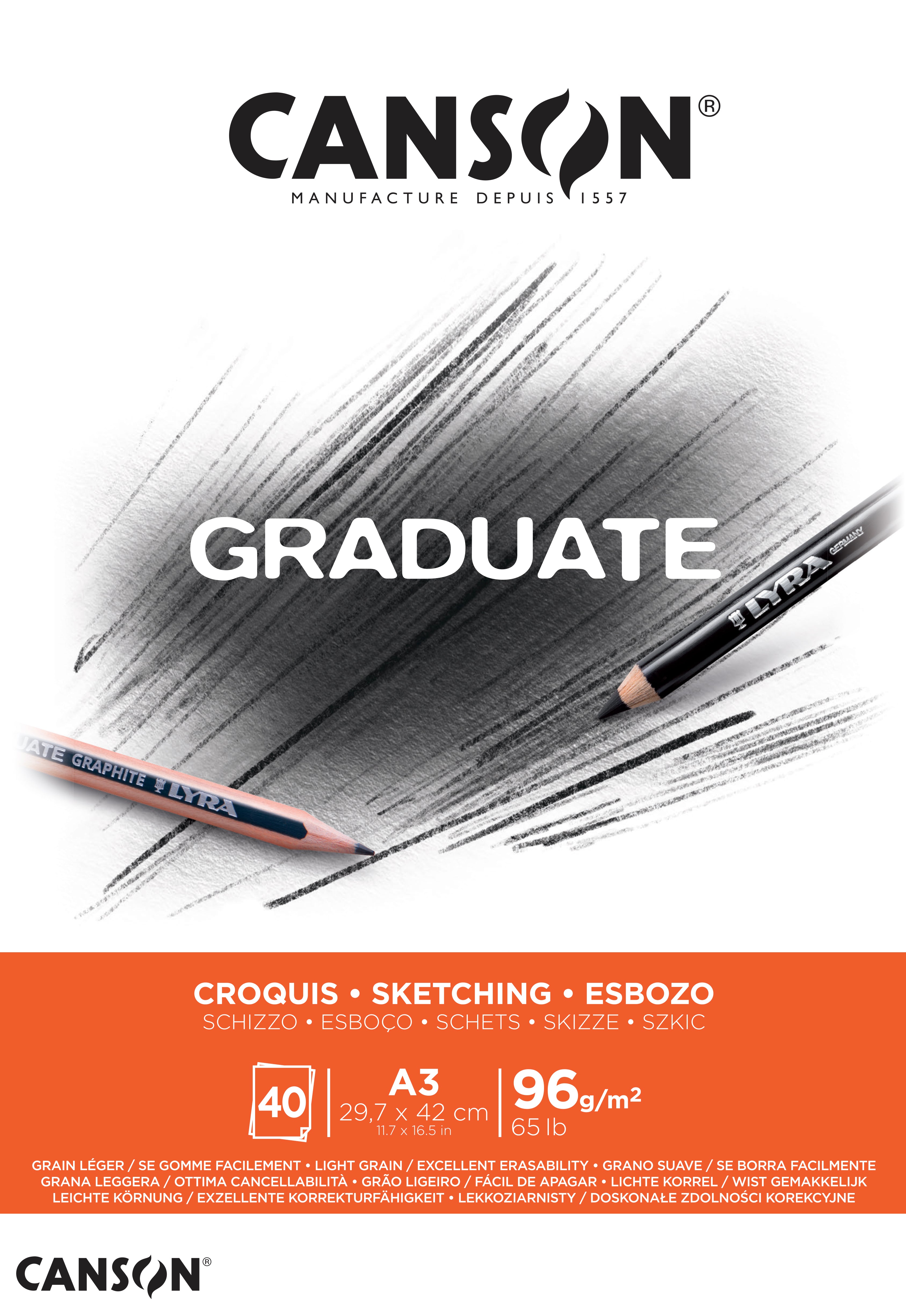 Canson Graduate skicirni blok 96 g/m² 40L A3 lepljen