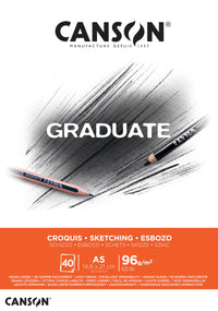 CANSON Graduate skicirni blok 96 g/m², 40 listov, A5, lepljen