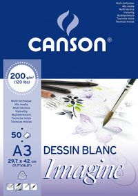 Canson Imagine lepljen skicirni blok za mešane tehnike 200 g/m² A3 - 50 listov