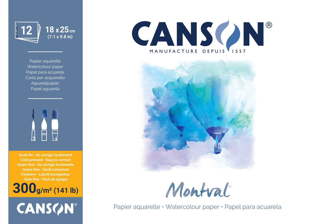 CANSON Montval akvarelni blok CP 300 g/m² - 12 listov, 18 x 25 cm