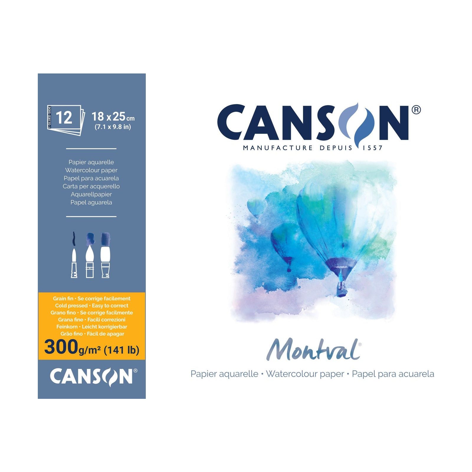 CANSON Montval akvarelni blok CP 300 g/m² - 12 listov, 18 x 25 cm