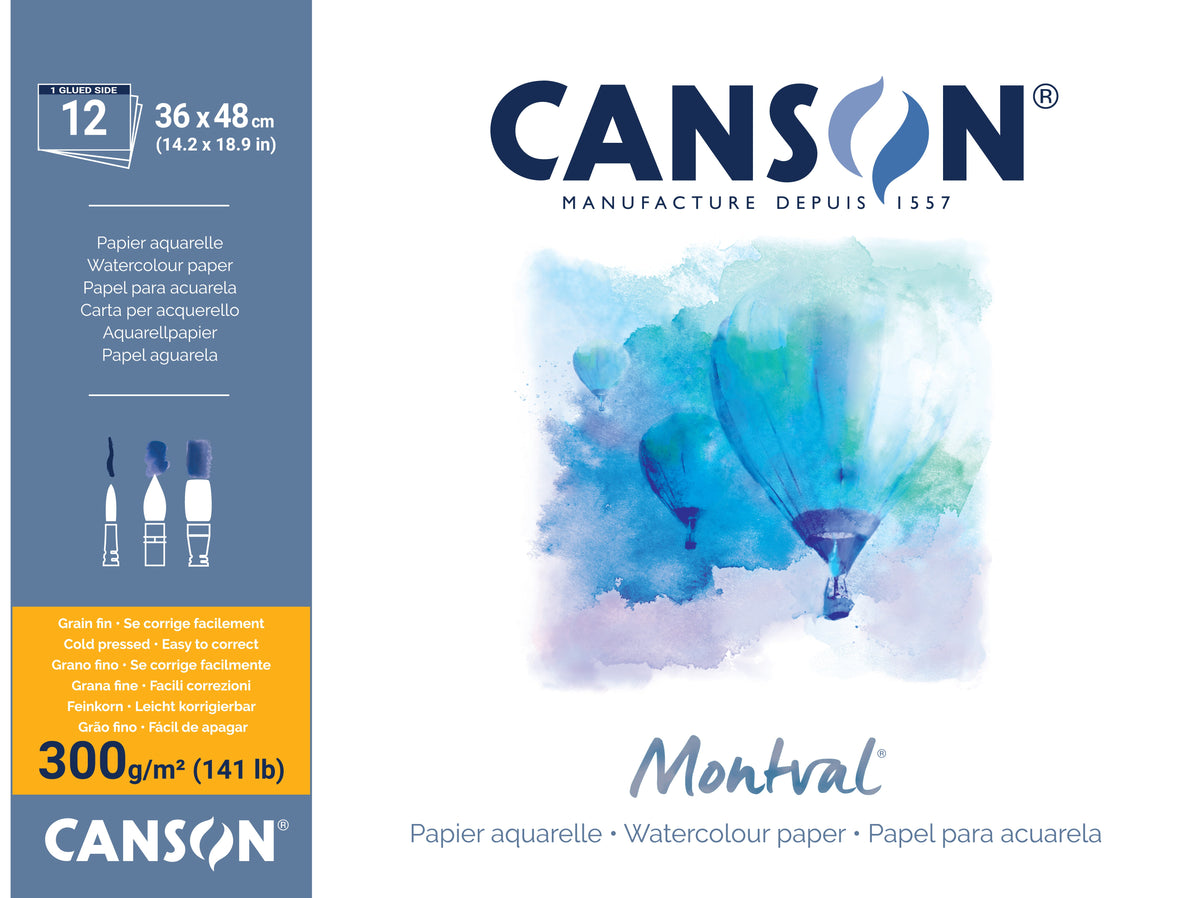 Canson Montval akvarelni blok CP 300 g/m² - 12 listov, 36 x 48 cm lepljen