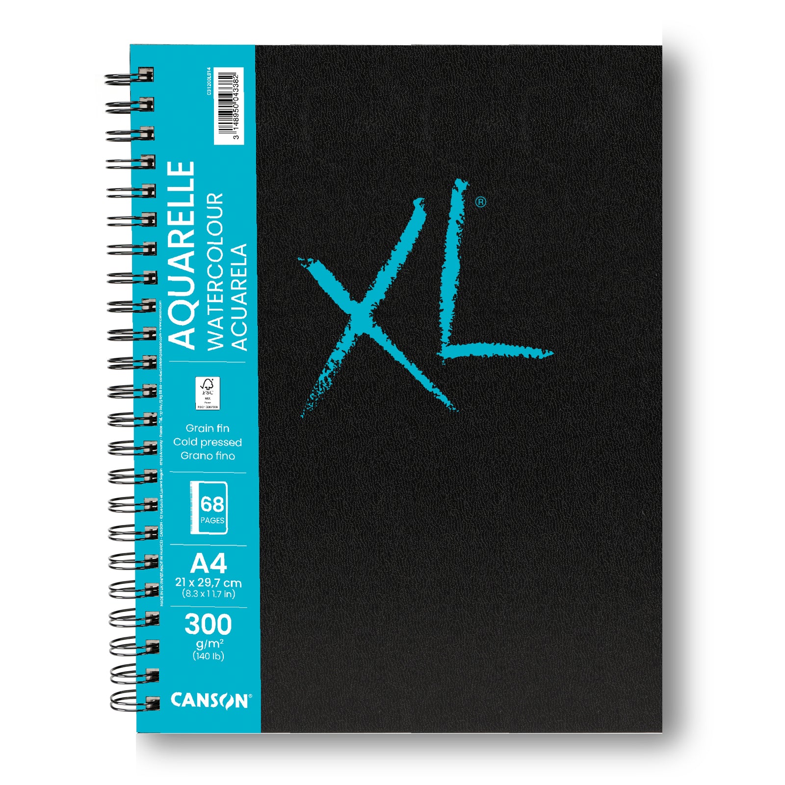 Canson XL Aquarelle akvarelni blok s spiralo A4 300 g 68 listov