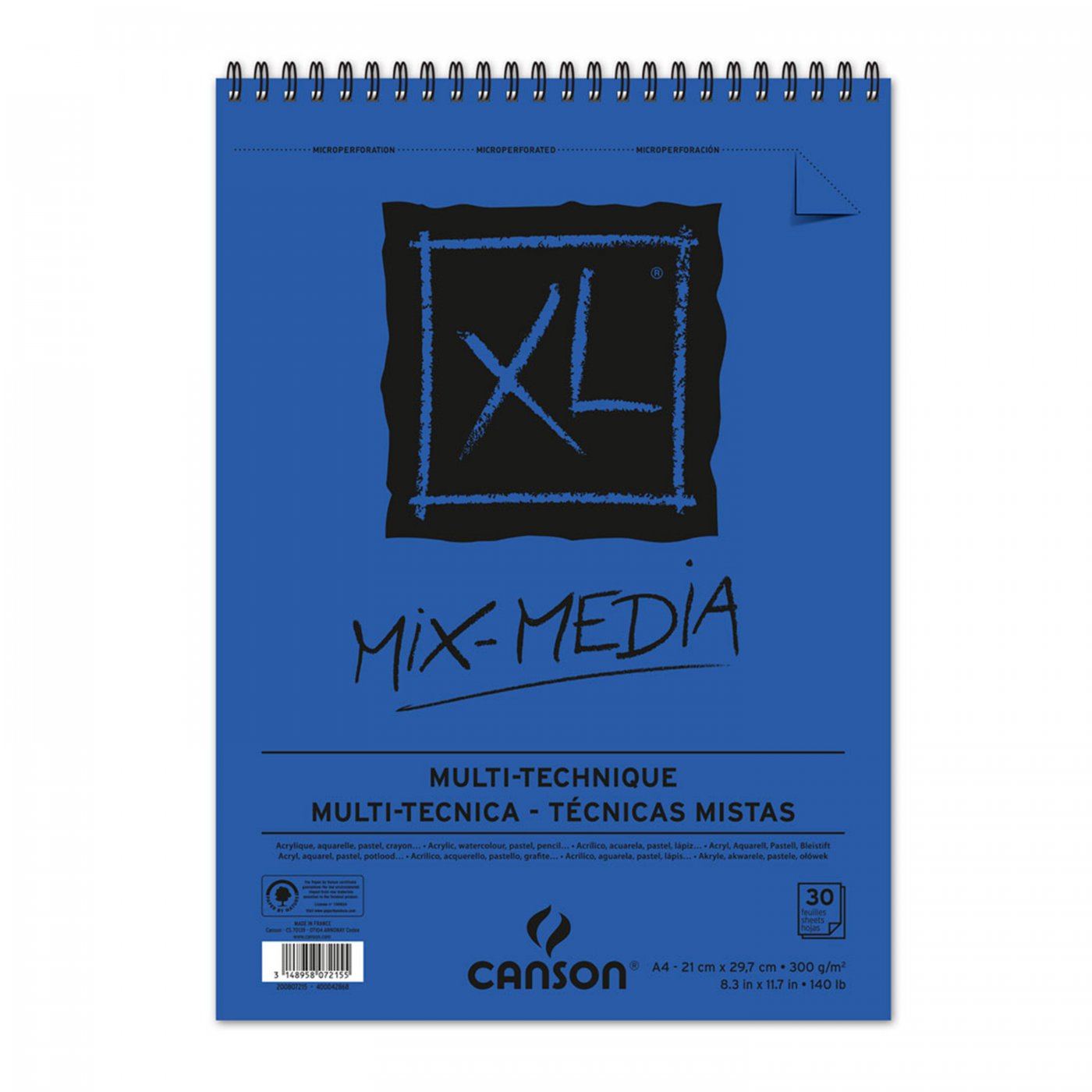 Canson XL Mix Media blok 300 g/m² 30L A4 s spiralno vezavo