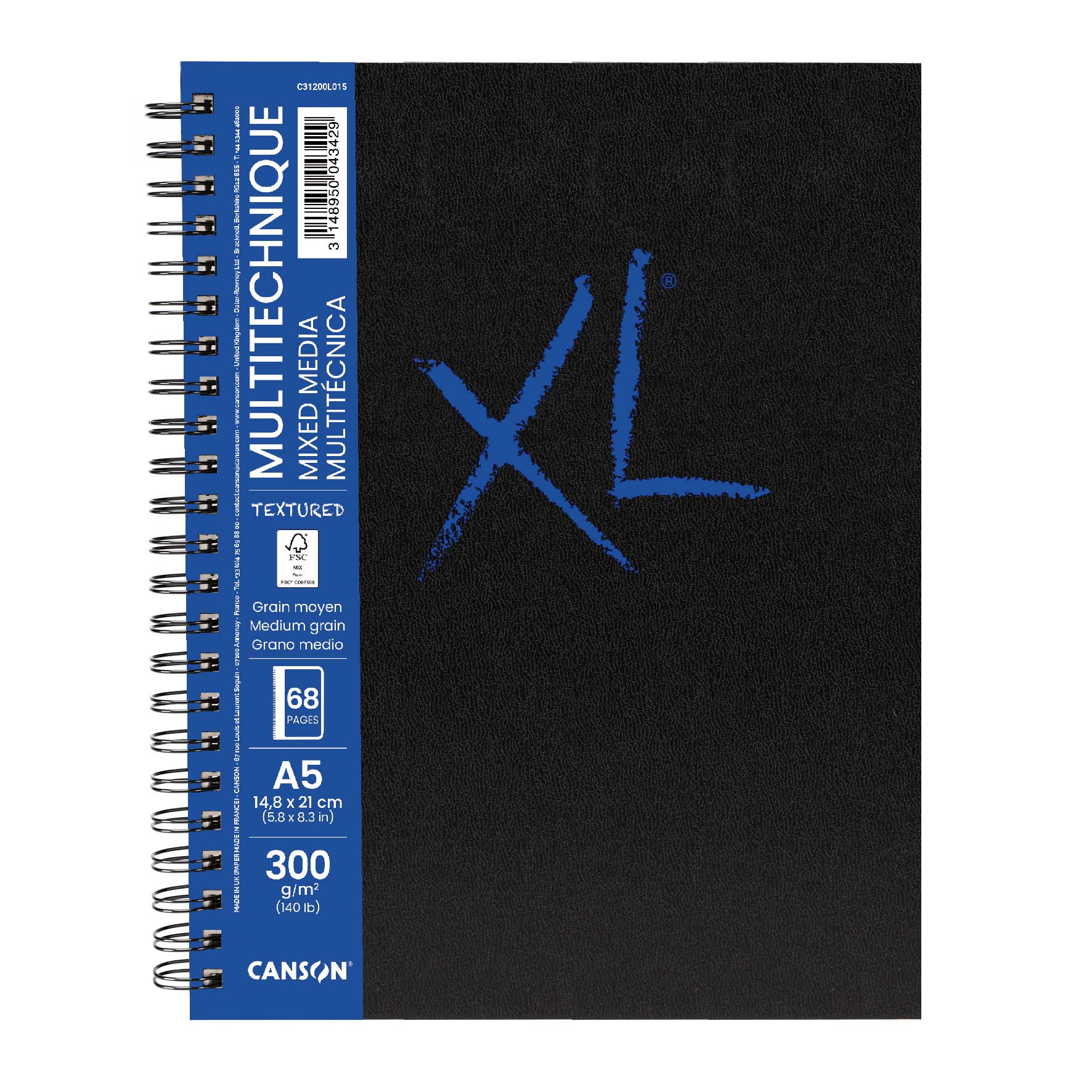 Canson XL Mix Media Textured lepljen blok A5, 300 g/m², 68 listov