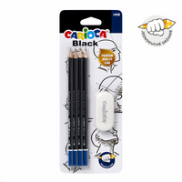 Carioca komplet trikotnih svinčnikov Black 2/HB z radirko, 4 kosi
