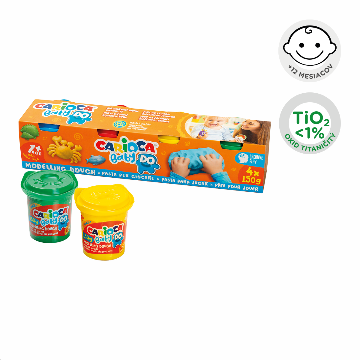 Carioca masa za modeliranje Baby Do 1+, 150 g, mešane barve – 4 ×