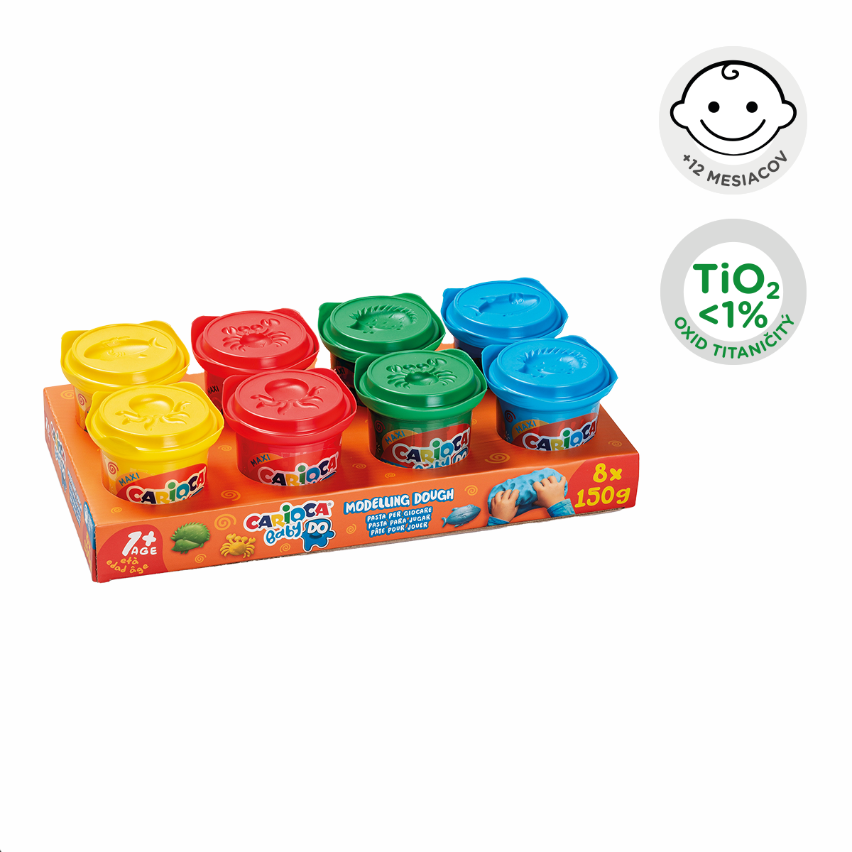 Carioca masa za modeliranje Baby Do 1+, 150 g, mešane barve – 8 ×