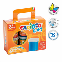 Carioca prstne barve Baby 2+, papirnat kovček, 6 × 80 ml
