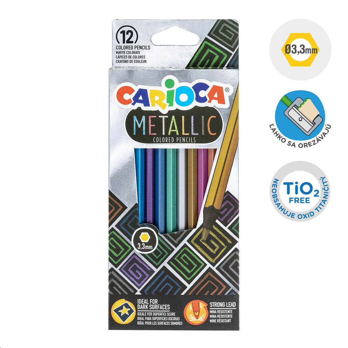 Carioca šestrobe barvice Metallic, 12 kos