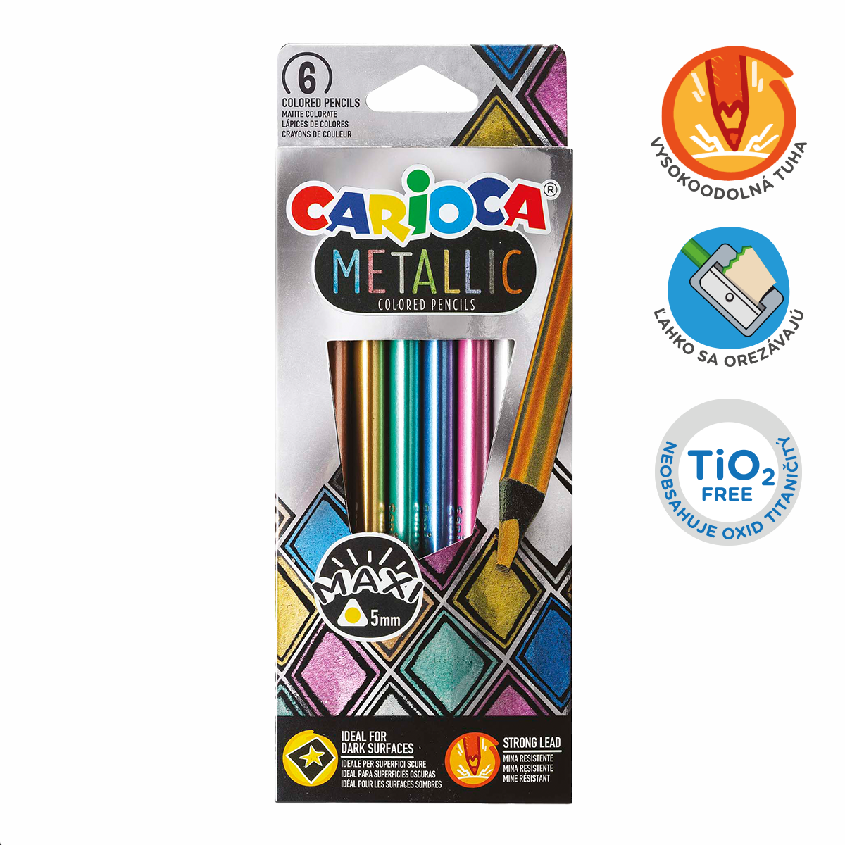 Carioca trirobe kovinske barvice Metallic, 6 kosov