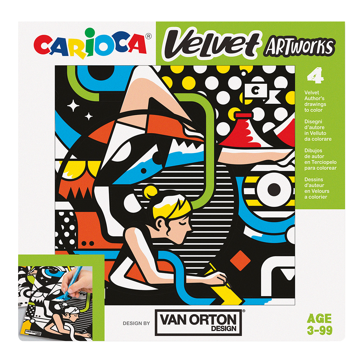 Carioca žametne pobarvanke 4 kosi – VAN ORTON Ulica