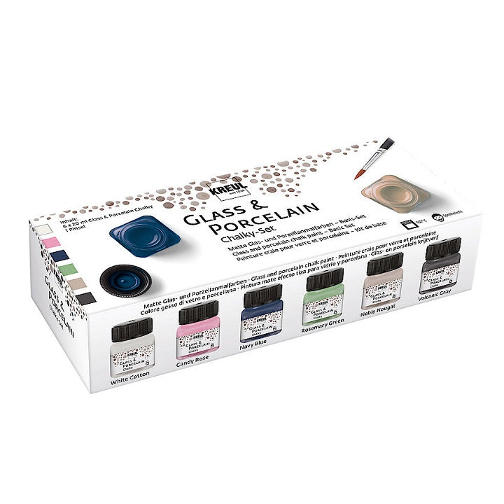 Chalk barve za steklo in porcelan Kreul / set 6 x 20 ml čopič