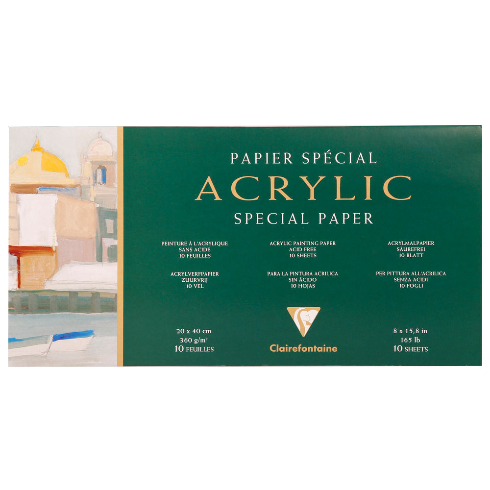 Clairefontaine akrilni blok 360 g/m² – 10 listov, 20 x 40 cm lepljen