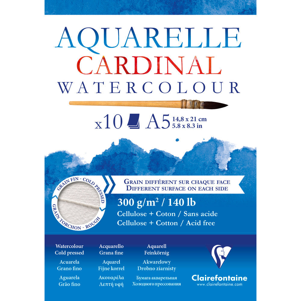 Clairefontaine Cardinal akvarelni blok CP R 300 g 10L lepljen