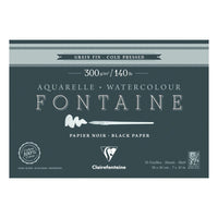 Clairefontaine Fontaine akvarelni blok CP Black 300 g 15L x 26 cm lepljen po obodu – 18
