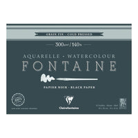 Clairefontaine Fontaine akvarelni blok CP Black 300 g 15L x 26 cm lepljen po obodu – 36