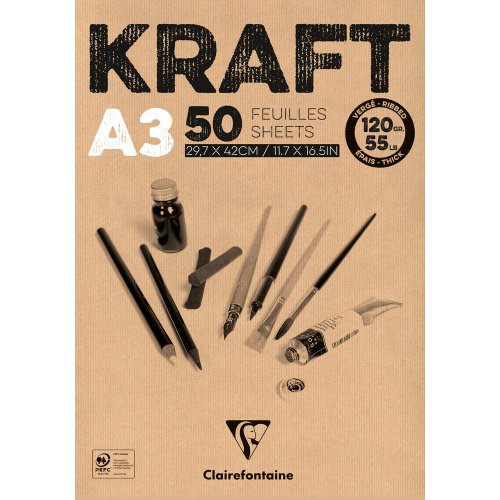 Clairefontaine lepljen kraft blok – 120 g 50 listov A3