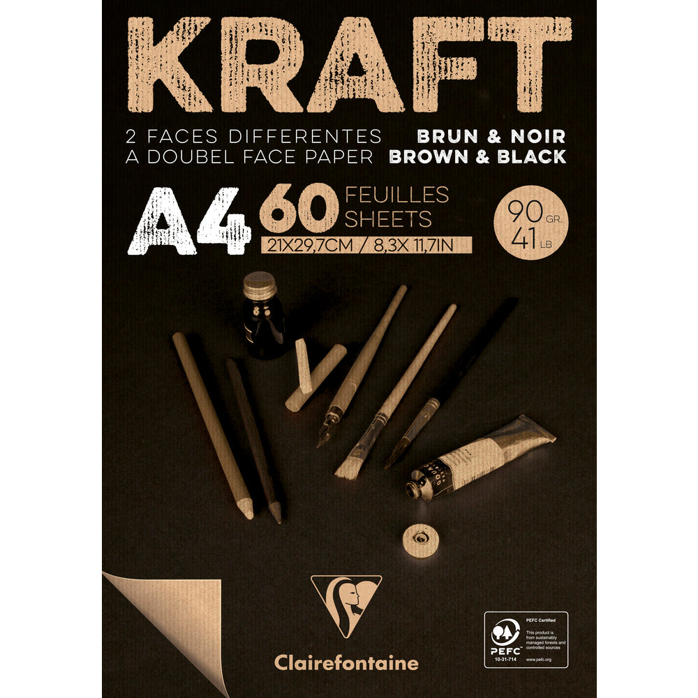 Clairefontaine lepljen kraft blok – 90 g 60L A4 Rjava in črna