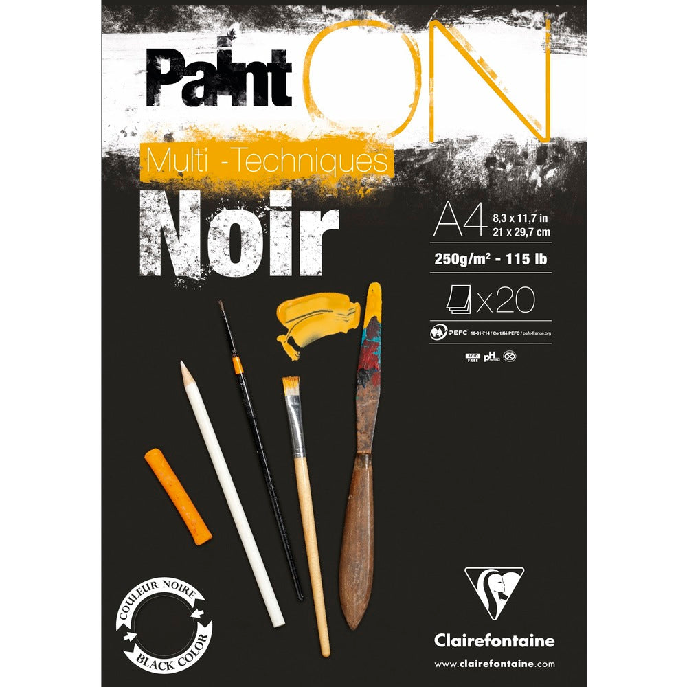 Clairefontaine Paint'On Mix Media blok 250 g 20L lepljen Black
