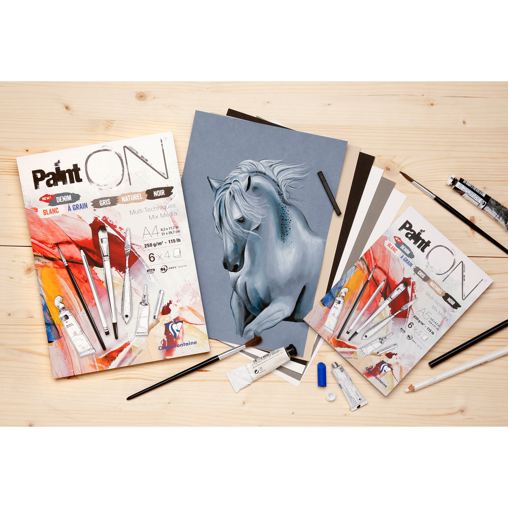 Clairefontaine Paint'On Mix Media blok št. 6 250 g 24L lepljen različne barve