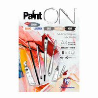 Clairefontaine Paint'On Mix Media blok št. 6 250 g 24L lepljen različne barve