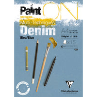 Clairefontaine Paint'On Mix Media lepljen blok 250 g – 15L A4 denim modra