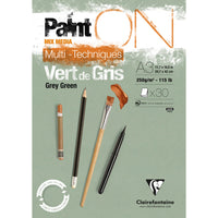 Clairefontaine Paint'On Mix Media lepljen blok 250 g – 30L A3 sivo zelena