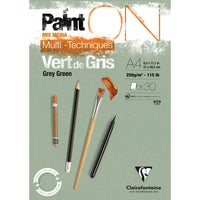 Clairefontaine Paint'On Mix Media lepljen blok 250 g – 30L A4 sivo zelena