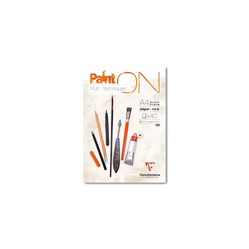 Clairefontaine Paint'On Mix Media lepljen blok 250 g 40L Extra White