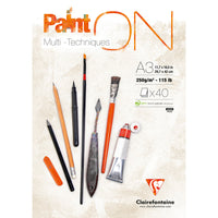 Clairefontaine Paint'On Mix Media lepljen blok 250 g 40L Extra White