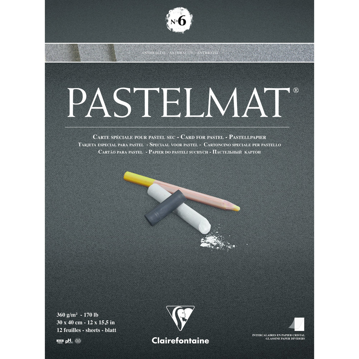 Clairefontaine Pastelmat blok 360 g 12L lepljen