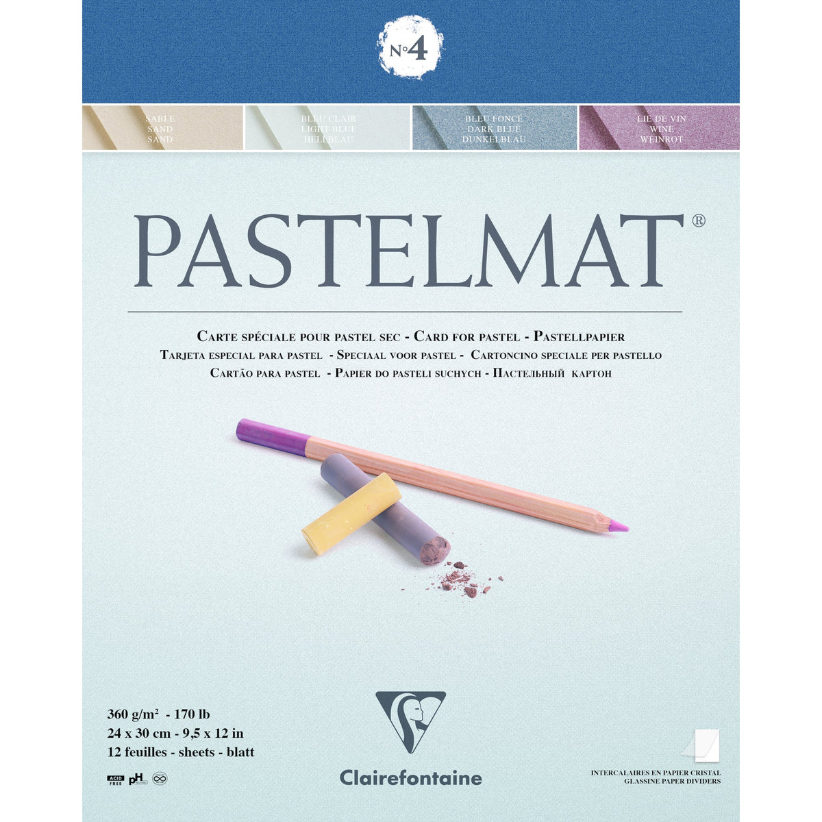 Clairefontaine Pastelmat lepljen blok 360 g 12L x 30 cm – 4 24