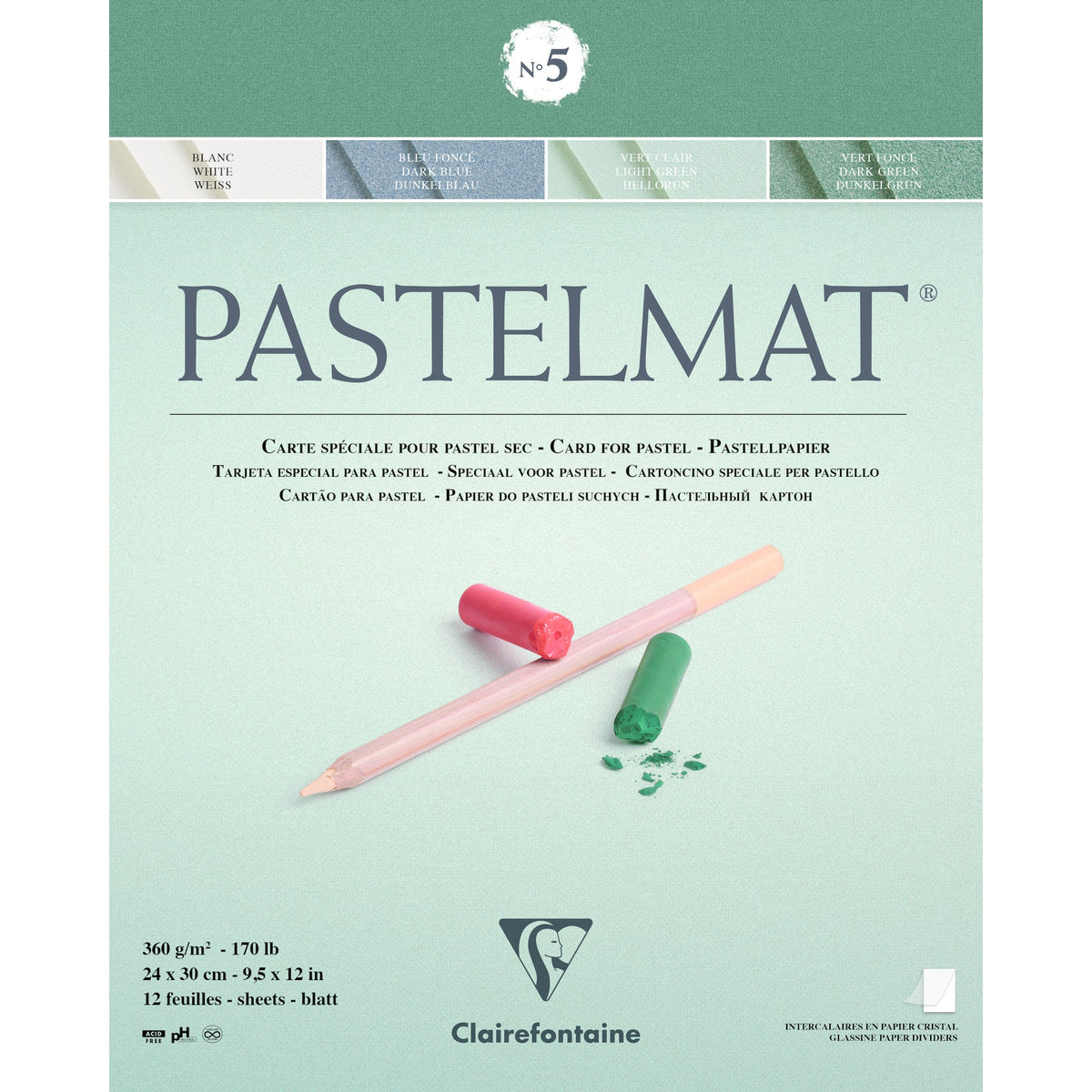 Clairefontaine Pastelmat lepljen blok 360 g 12L x 30 cm – 5 24