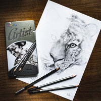 Colorino Artist risalni set grafitnih svinčnikov in oglja v kovinski škatli