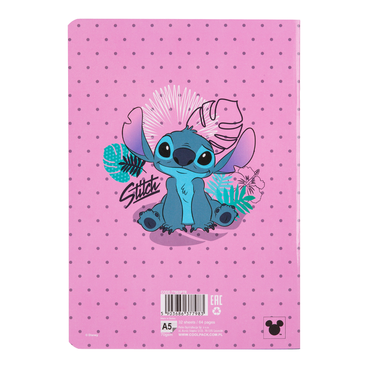 Colorino črtani zvezek Stitch 3, A5, 32 listov