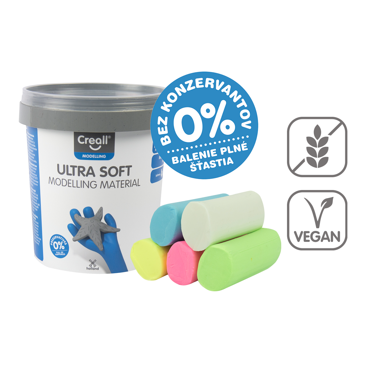 Creall modelirna masa Ultra soft, 5 g, lonček, mešanica barv – × 60 pastelnih