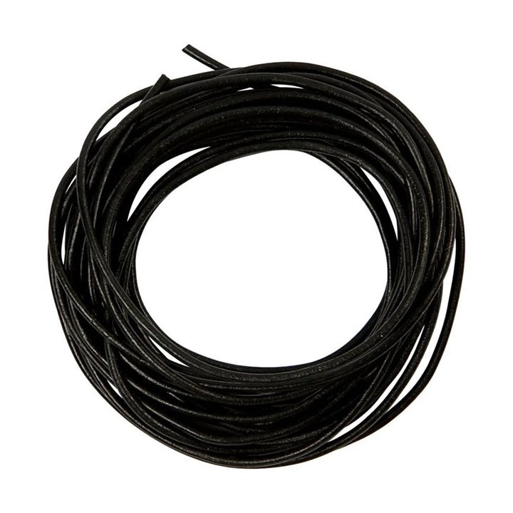 Črna usnjena vrvica 2 mm x 4 m – pogled 2