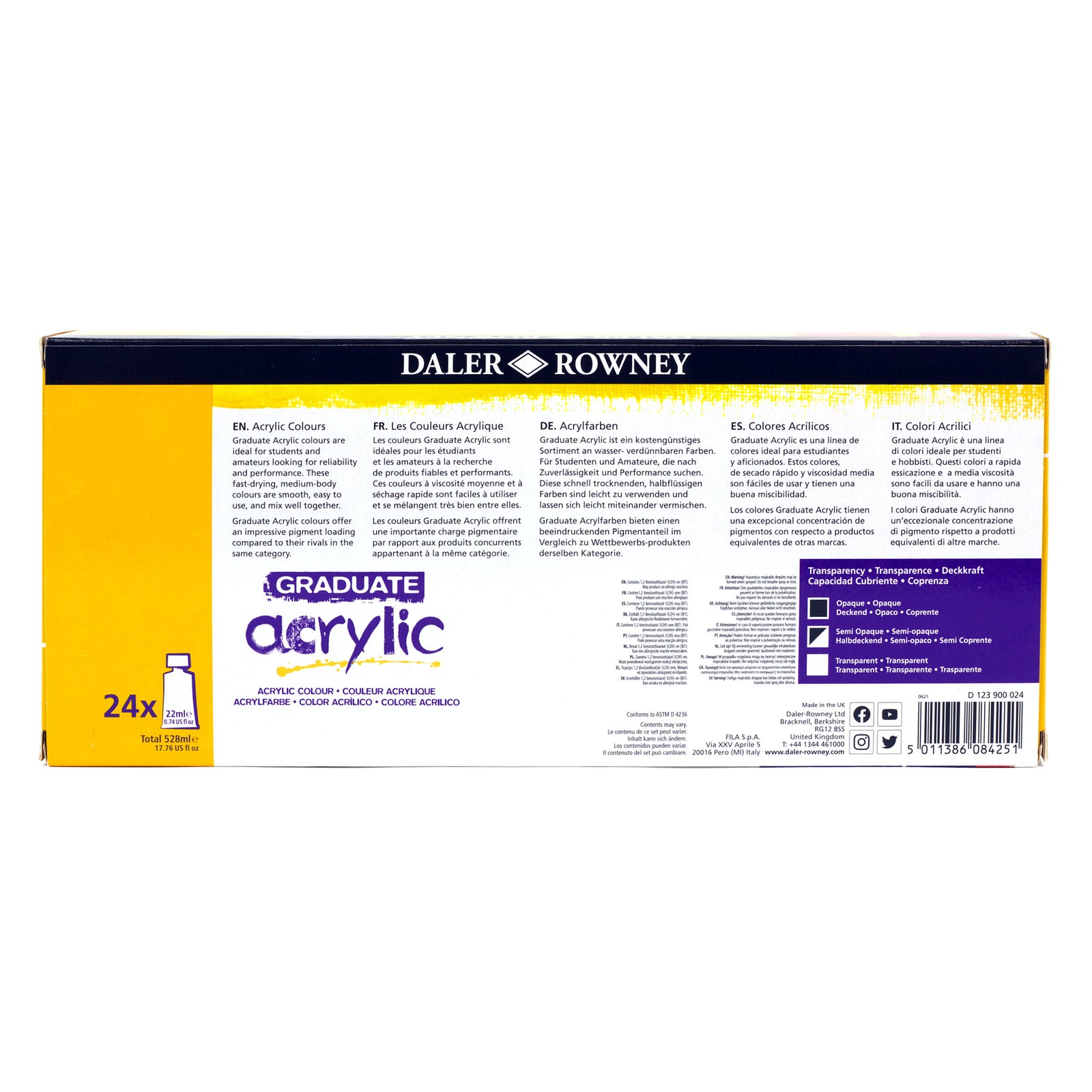 Set akrilnih barv DALER ROWNEY Graduate 24 x 22 ml