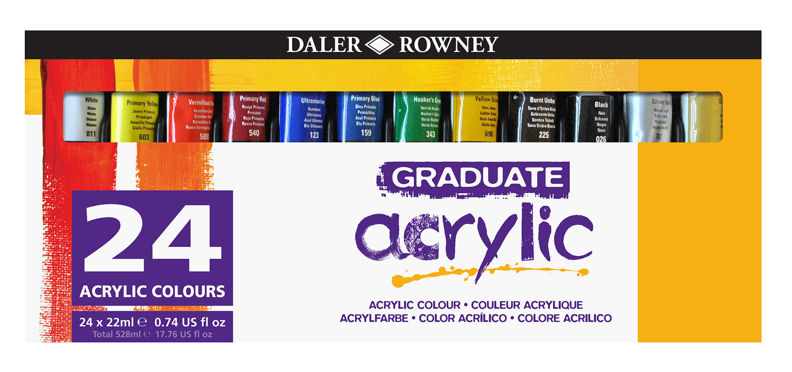 Set akrilnih barv DALER ROWNEY Graduate 24 x 22 ml