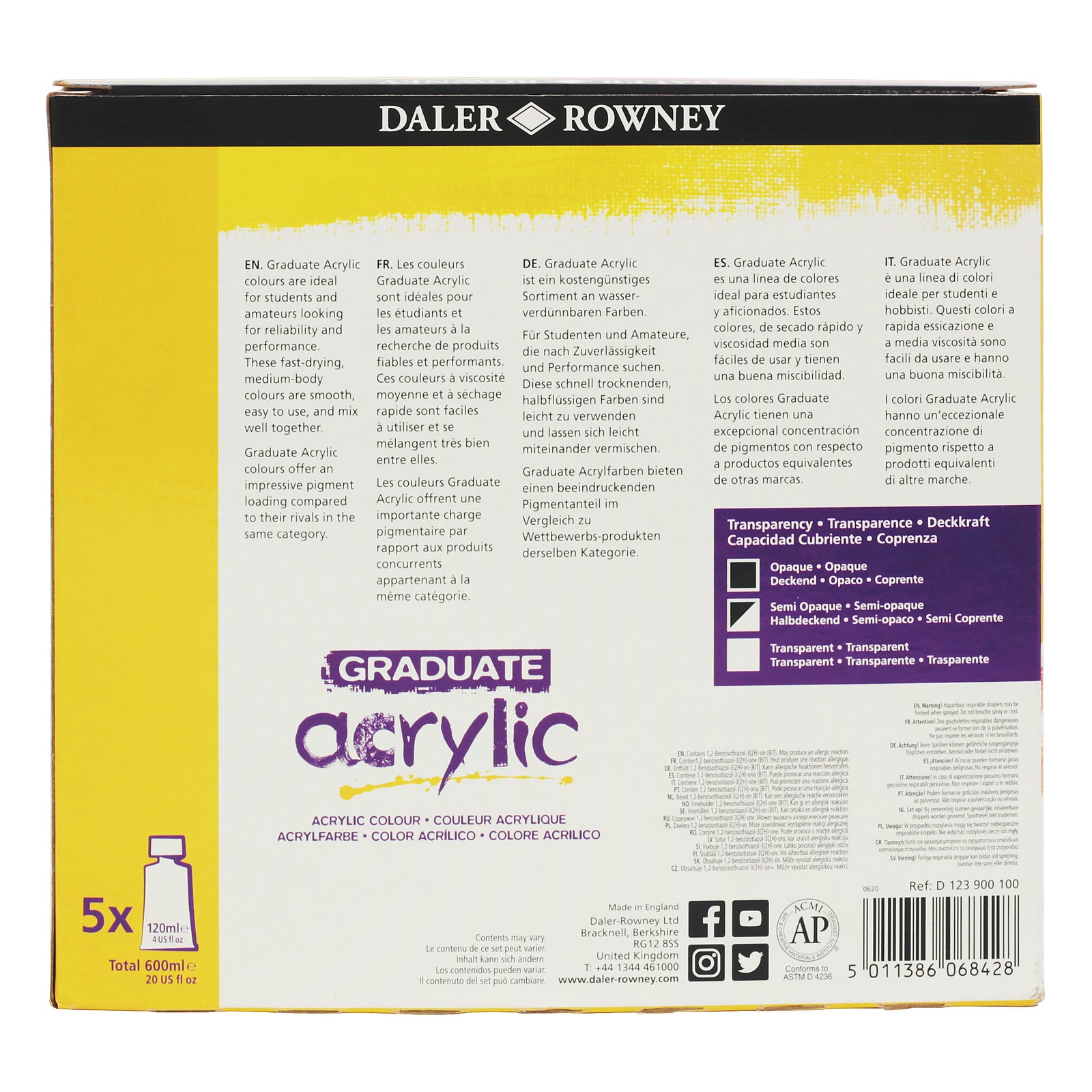 DALER ROWNEY Graduate set akrilnih barv 5 x 120 ml